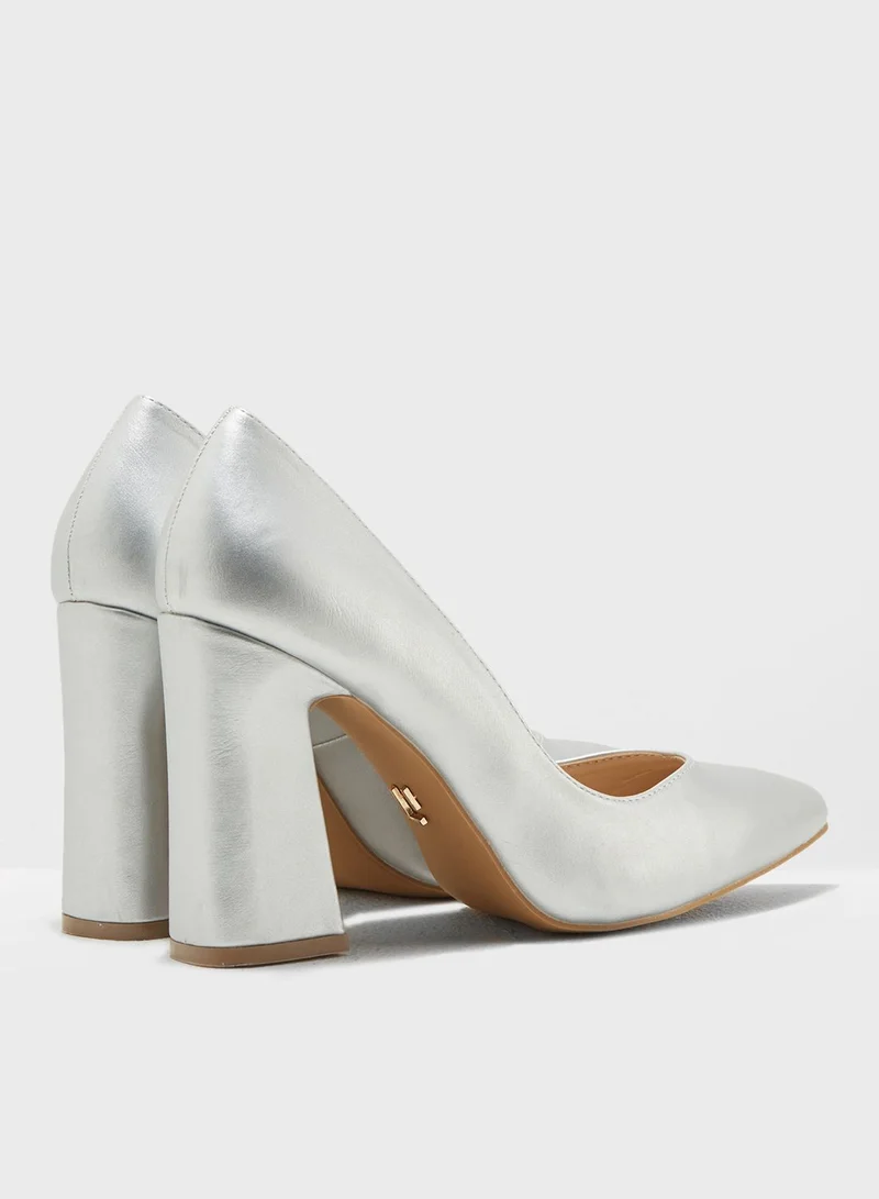 LOST INK Flared Heel Court Shoe