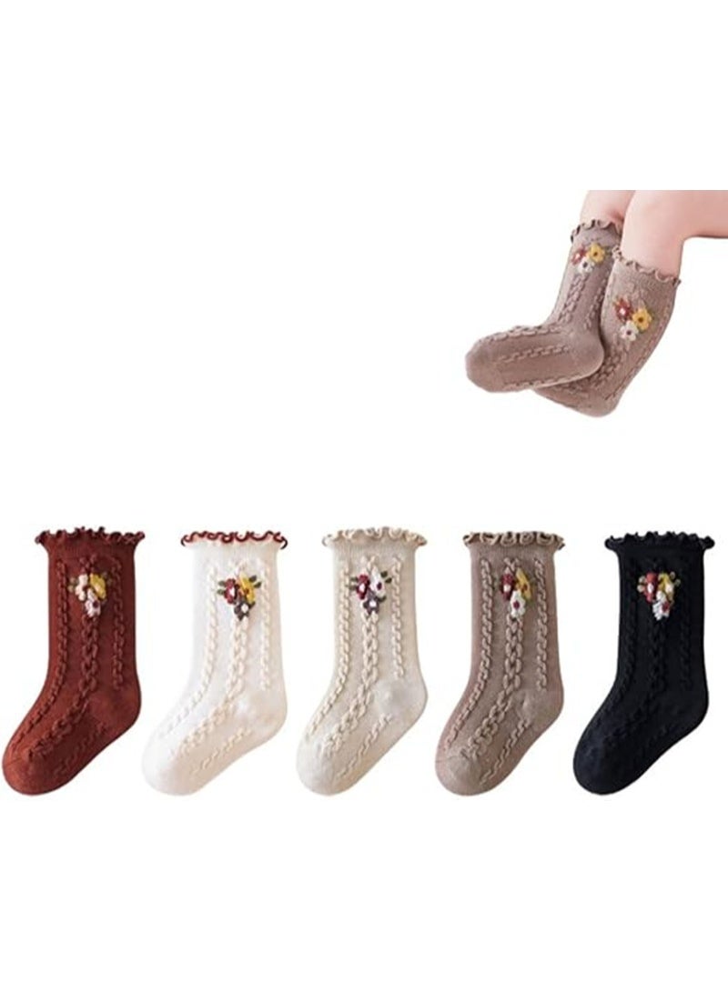 Baby Girls' Socks with Stretchy Cuffs(Pack of 5) 1-3Years - Image 1