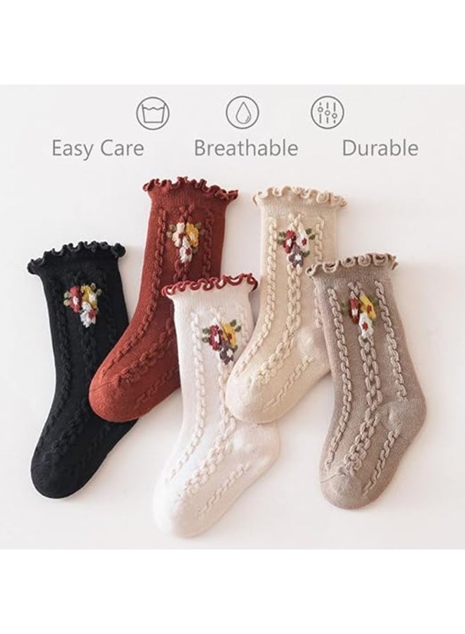 Baby Girls' Socks with Stretchy Cuffs(Pack of 5) 1-3Years - Image 3