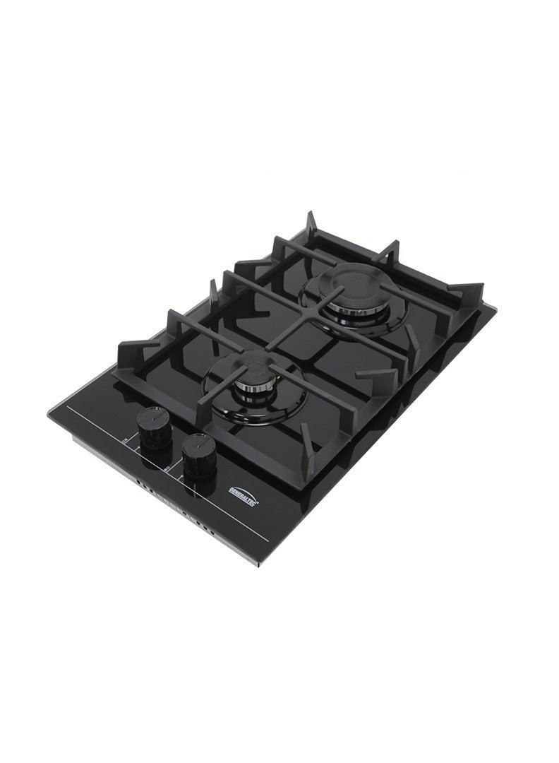 GENERALTEC Generaltec 2 Burners 50x30 Built in Gas Hobs with Black Tempered Glass – GCBT302GF | Full Safety, Made in Turkey 