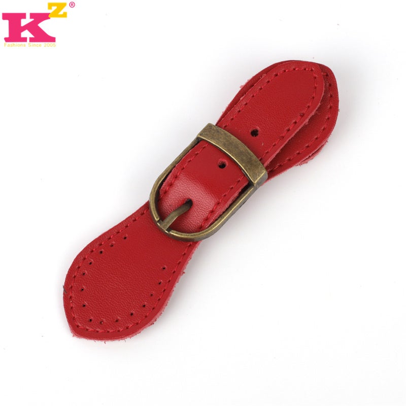 Cross-border in stock hot sale ins genuine leather magnetic buckle bag handmade DIY bag accessories multi-color threading leather buckle Red 