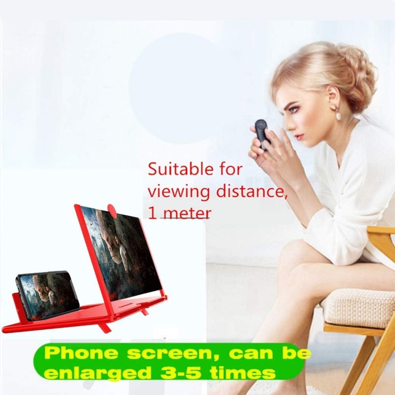 Junrbx 12" Screen Magnifier Amplifier, Generation of Mmobile Mobile Phone Holder Screen Magnifier, for Watching Movies, Videos, Etc. The Best Choice for Gifts (Red) - Image 2