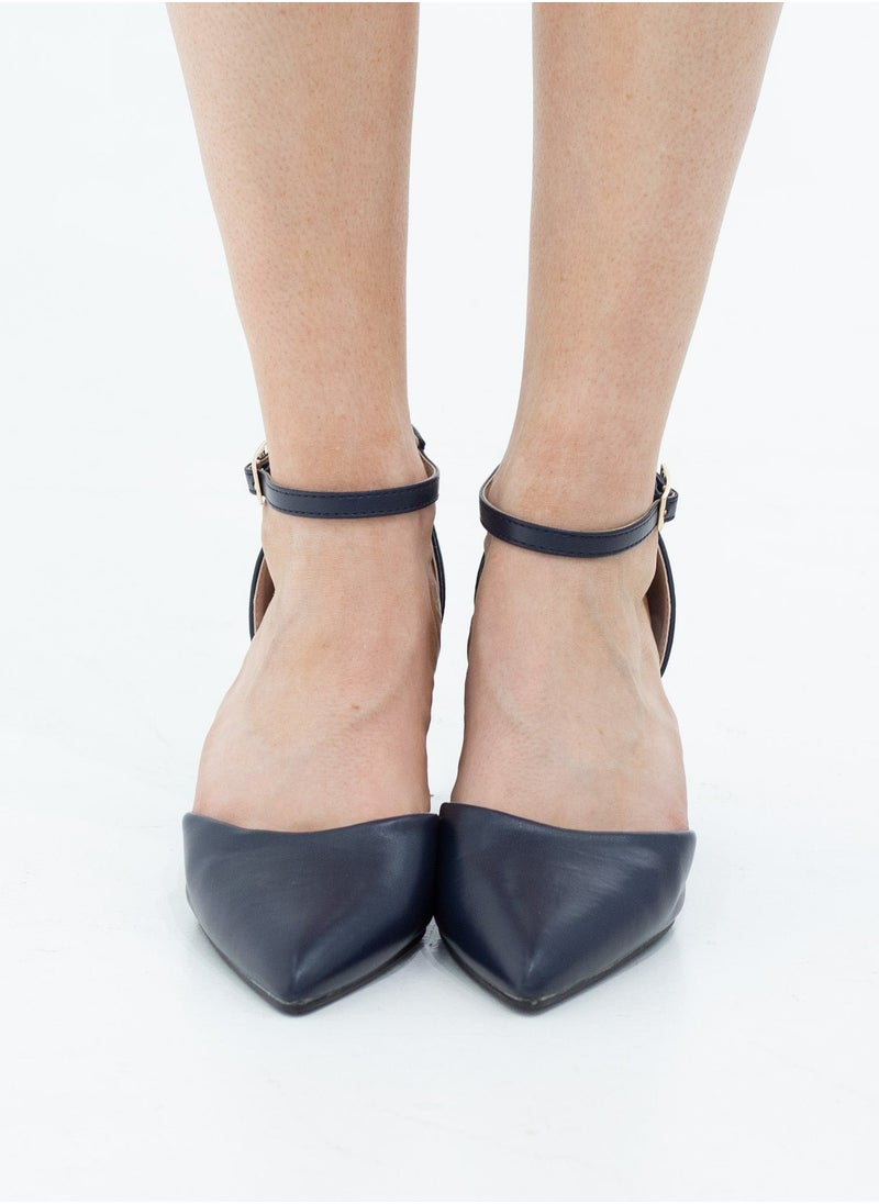 LAMARAPARIS Chandri open waist block heel PU navy  - Image 4