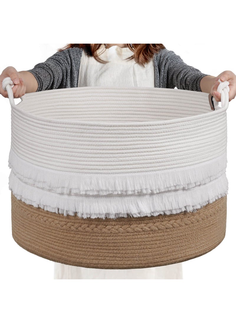CherryNow CherryNow Large Wicker Laundry Basket for Entryway Bedroom Jute Decorative Baskets for Clothes Toys Towel Basket for Bathrooom 22 x 14 inches 83L 