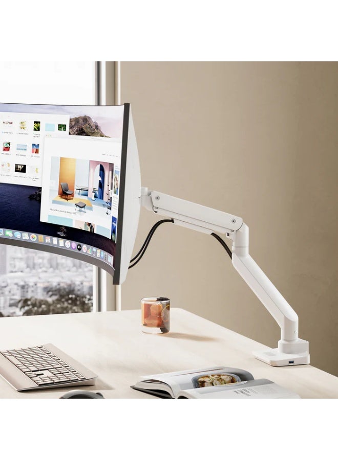 هامود حامل شاشة هامود الرائع، يُثبّت على عمود، مزود بنابض غازي شديد التحمل ومنافذ USB-A/USB-C يدعم شاشات يصل حجمها إلى 49 بوصة أو أوزانًا تصل إلى 20 كجم - Image 4