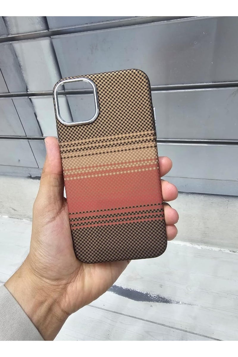 erorex Phone Case Compatible with iPhone 15 Plus Slim Lightweight Protective Cover with Red and Brown Checkered Pattern Anti Slip Grip Shock Absorption Precise Cutouts and Stylish Durable Finish - Image 3