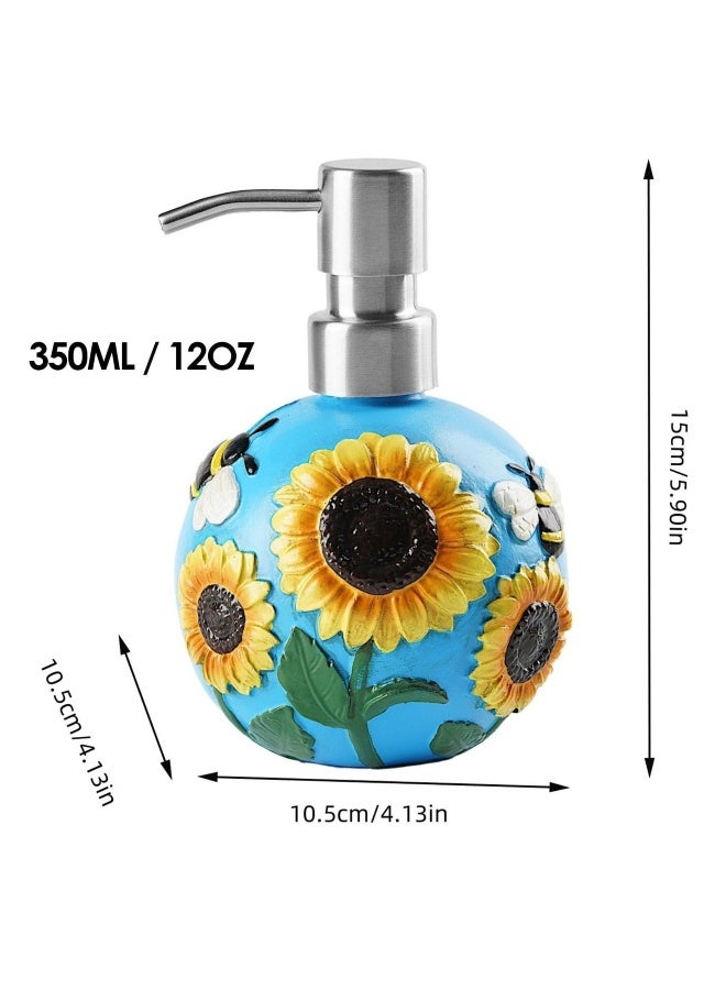 Pump Bottle Dispenser - 350ml Removable Pump Included Bathroom Lotion Dispenser | Moisturizer Pump Bottle, Empty Liquid Container, 3D Bee Sunflower Pattern Dispenser Bottle for Face Cream, Moisturizer - Image 3