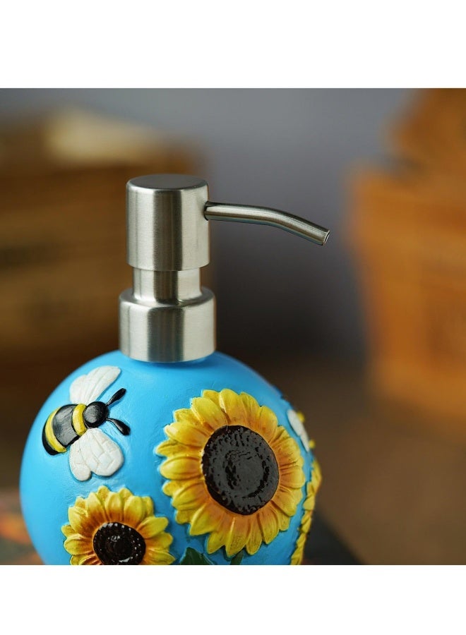 Pump Bottle Dispenser - 350ml Removable Pump Included Bathroom Lotion Dispenser | Moisturizer Pump Bottle, Empty Liquid Container, 3D Bee Sunflower Pattern Dispenser Bottle for Face Cream, Moisturizer - Image 4