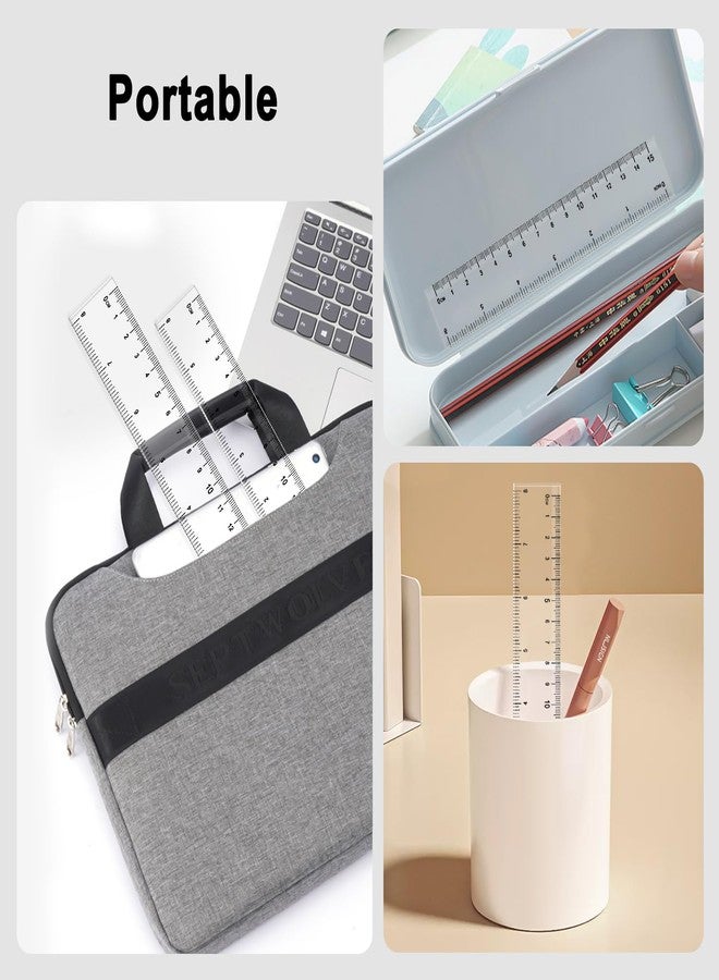 JOYLOYAL 4 Pack Clear Plastic Rulers, 6 Inch & 8 Inch Straight Ruler Set, Transparent Metric & Inch Measuring Rulers for School, Office, Home, Kids, Drafting and Craft - Image 4