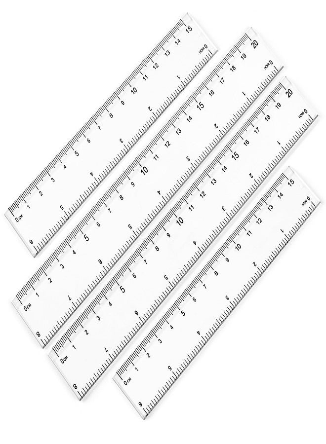 JOYLOYAL 4 Pack Clear Plastic Rulers, 6 Inch & 8 Inch Straight Ruler Set, Transparent Metric & Inch Measuring Rulers for School, Office, Home, Kids, Drafting and Craft - Image 1