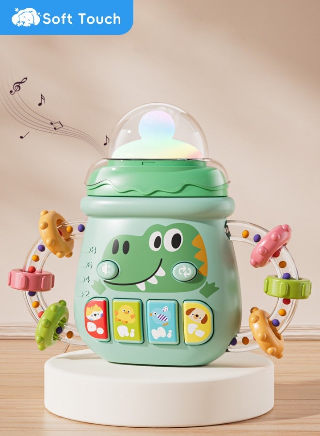 Soft Touch Baby Rattle Teether Toy Toddler Music Toy Baby Chew Toy Baby Pacifier Toys with Music and LED Lights Children's Activity Center for Baby Girls and Boys (Green)  - Image 1