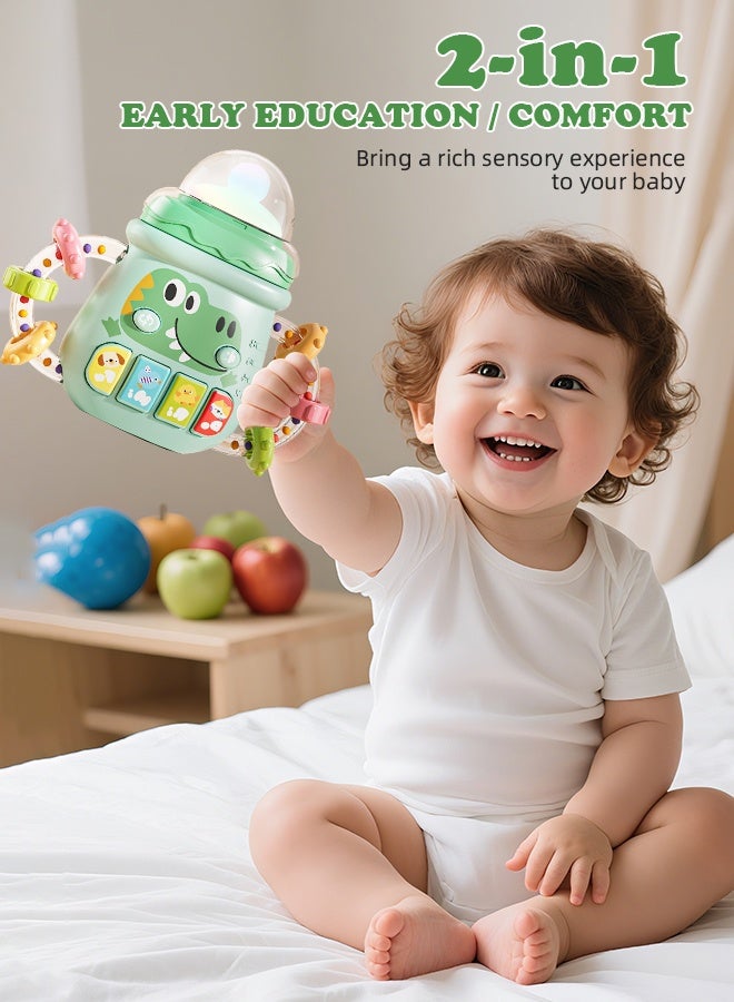 Soft Touch Baby Rattle Teether Toy Toddler Music Toy Baby Chew Toy Baby Pacifier Toys with Music and LED Lights Children's Activity Center for Baby Girls and Boys (Green)  - Image 3
