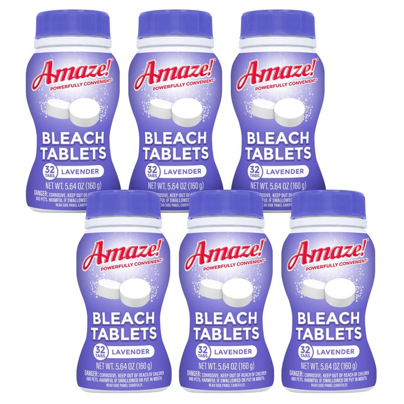 AMAZE Ultra Concentrated Bleach Tablets [6 bottles] - Lavender Scent - for Laundry, Toilet, and Multipurpose Home Cleaning. No Splash Liquid Bleach Alternative - Image 1