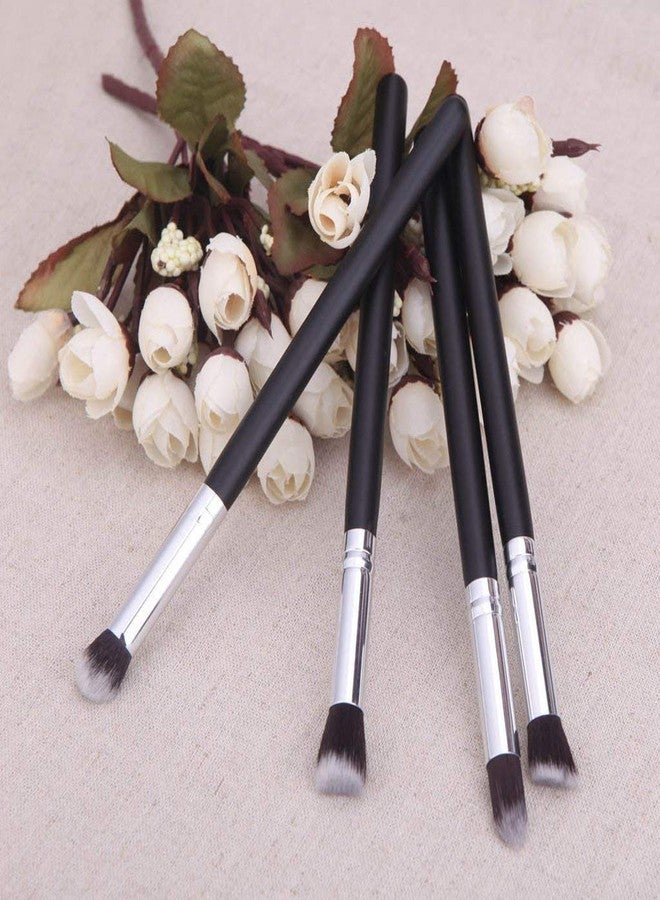 Eye Makeup Brush Set, 4 Piece, Black and Silver, Professional Eyeshadow Blending Brushes - Image 2