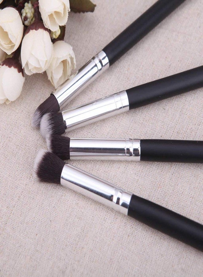 Eye Makeup Brush Set, 4 Piece, Black and Silver, Professional Eyeshadow Blending Brushes - Image 3