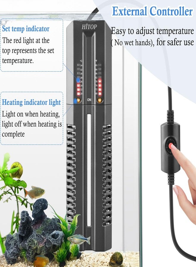 HITOP 400W 600W Submersible Aquarium Heater, Fish Tank Heater with External Controller and Cover, Large Heater for Seawater/Fresh Water Aquarium - Image 4