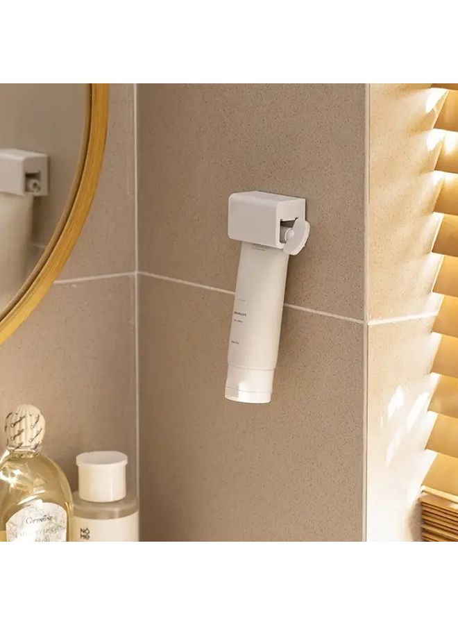 White Wall Mounted Toothpaste Dispenser Holder Squeezer No Holes Needed Non Slip Easy Install - Image 2