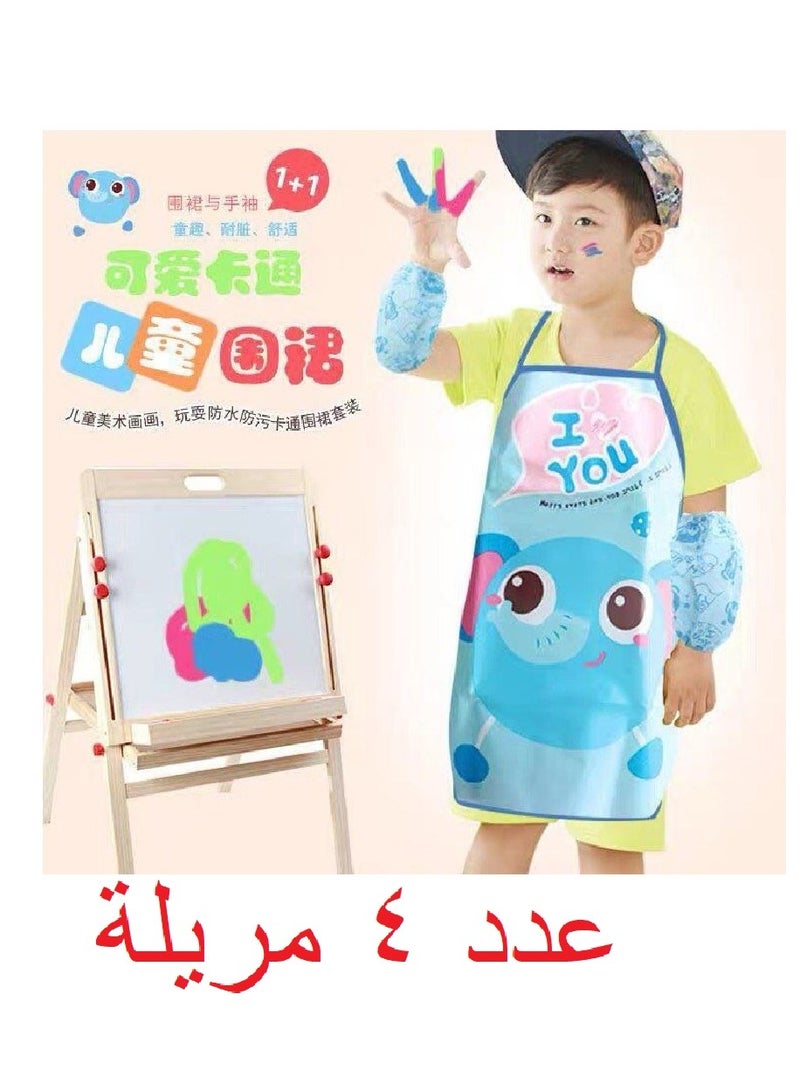 (4 مرايل اطفال كم كامل مرايل تلوين ورسم متعددة الاستخدامات) مرايل اطفال مرايل تلوين ورسم اشكال ورسومات مختلفة يحبها الاطفال متعددة الالوان - Image 1