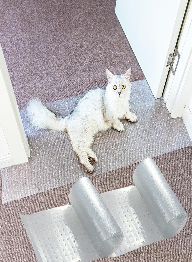 Oroonoko Cat Scratch Carpet Protector Mat - 3 Pack Clear Plastic Floor Protector for Pets - 3.6FT Universal Anti-Scratch Door Mat Under Furniture & Doorways, Non-Slip PVC Runner for Dogs/Cats - Image 1