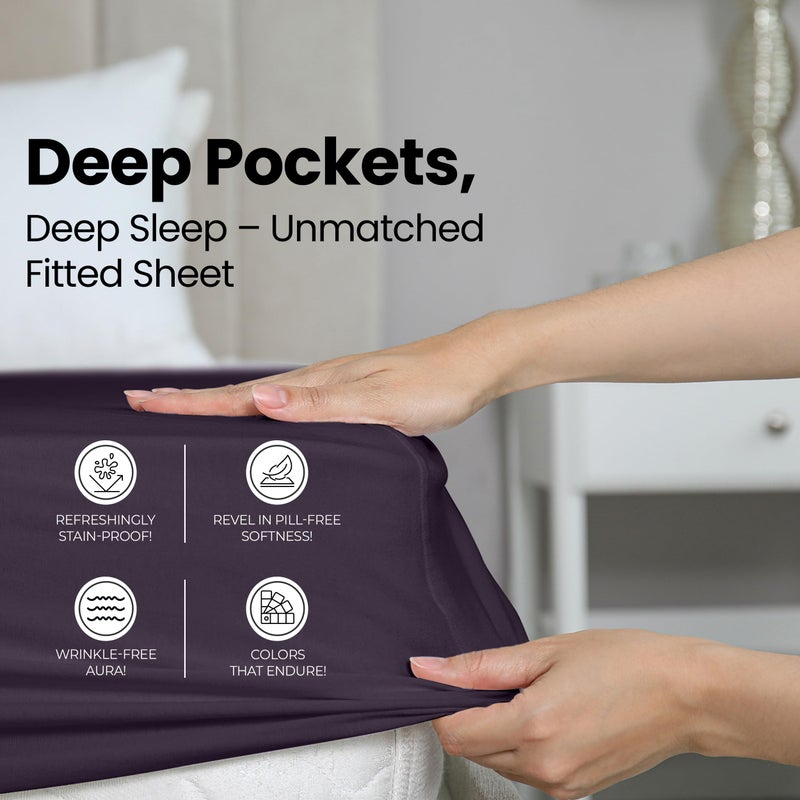 Utopia Bedding Queen Fitted Sheet - Bottom Sheet - Deep Pocket - Soft Microfiber - Shrinkage and Fade Resistant - Easy Care -1 Fitted Sheet Only (Purple) - Image 4