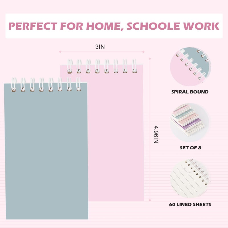 Ddaowanx Small Notebooks,3x5 Pocket Spiral Notepads With Lined Pages - The Perfect Little Mini Notebook to Stay Organized and Boost Productivity at Work or School (8, Delight Colors) - Image 2