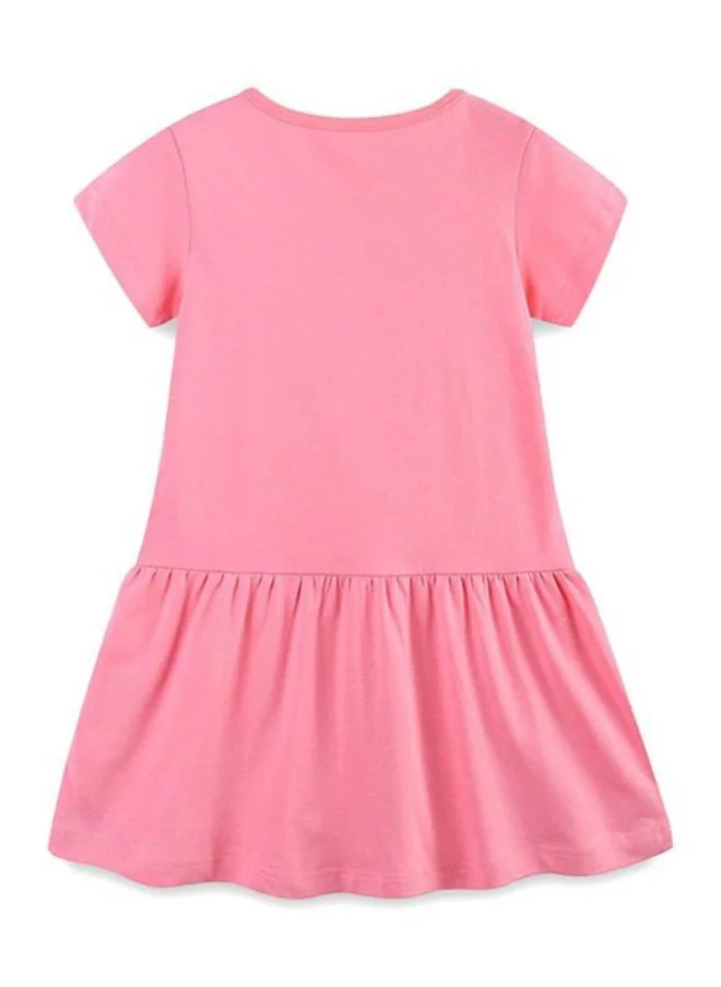 يونيكي Pink A-Line Crew Neck Printed Dress