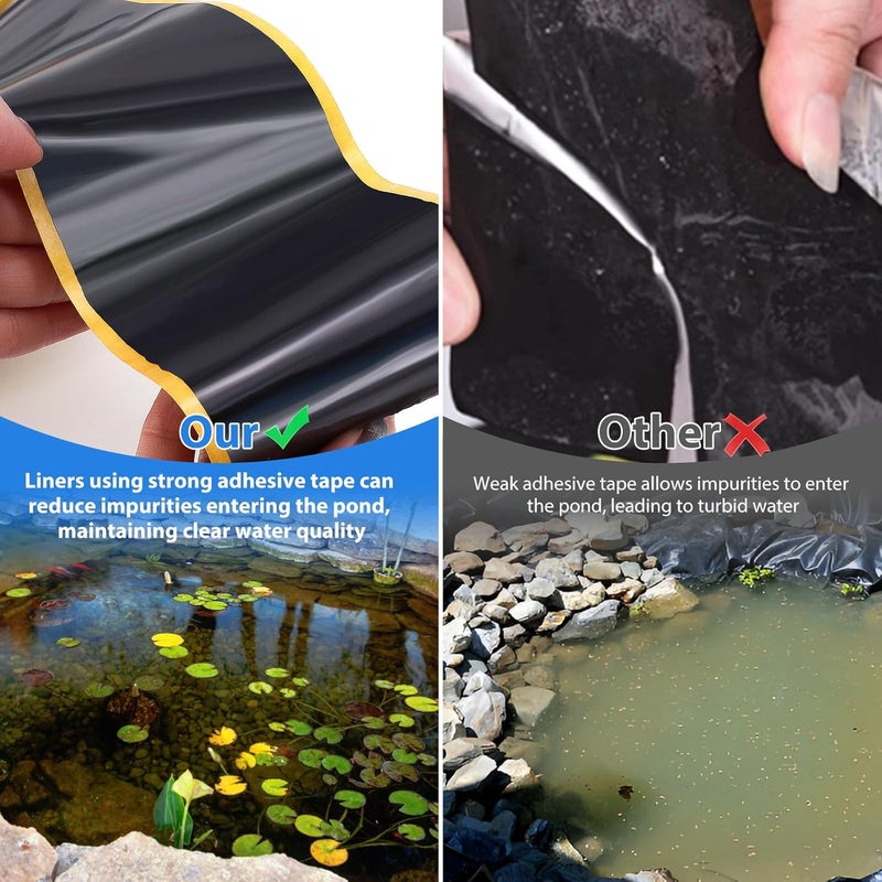 Froidesente 2Pcs Pond Liner Seam Tape, 3" x 30' Double Sided Butyl Rubber Tape Kit, Waterproof Seam Tape & 2 Pcs Sponge & Roller, Self Adhesive Patch Repair Tape for EPDM, HDPE Pond Liners Roof Deck RV - Image 4