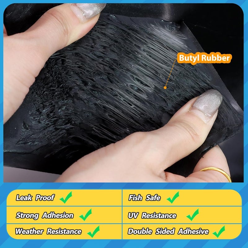 Froidesente 2Pcs Pond Liner Seam Tape, 3" x 30' Double Sided Butyl Rubber Tape Kit, Waterproof Seam Tape & 2 Pcs Sponge & Roller, Self Adhesive Patch Repair Tape for EPDM, HDPE Pond Liners Roof Deck RV - Image 3