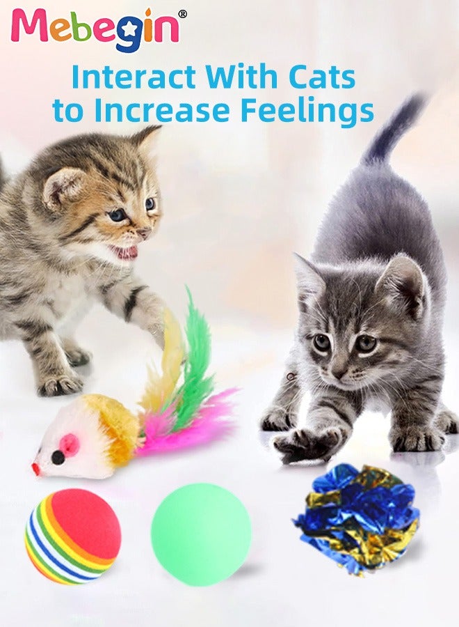 MEBEGIN 21PCS Cat Tunnel Set with Cat Teaser Stick, Cat Balls, Feather Toys and Other Cat toys, 3 Way Collapsible Cat Play Tunnel, Funny Interactive Cat Toys, Various Cat Enrichment Toys, Soft Safe Cat Toys - Image 3