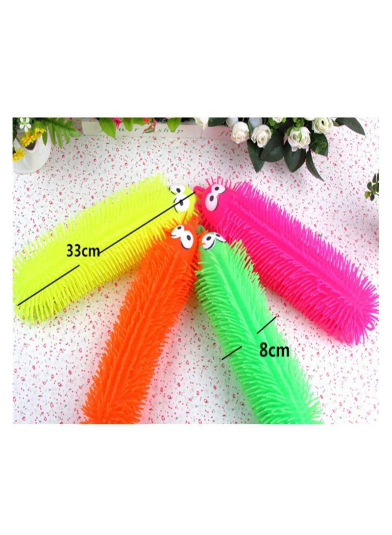 NIBEMINENT SYOSI 4pcs Flashing Light Up Stretchy Caterpillars, Squishy Stress Balls Toy, Anxiety and Relief Toys for Adults Teen Kids (Four Color)  - Image 4
