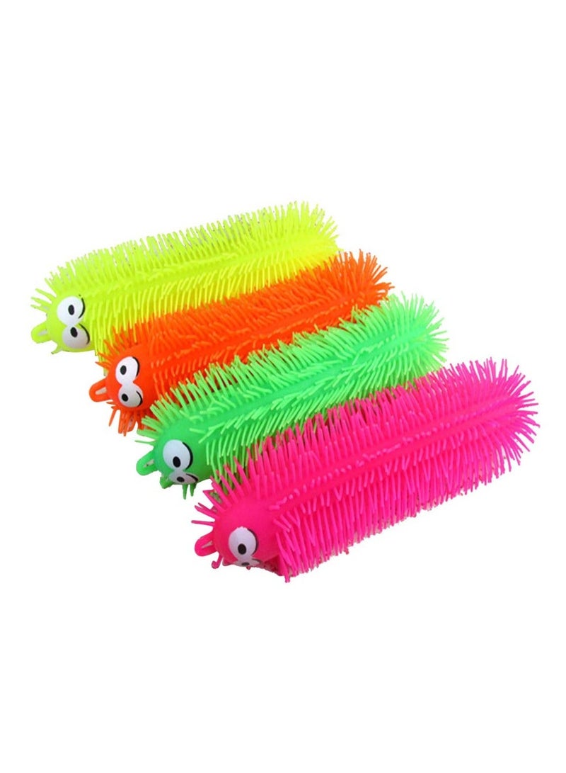 NIBEMINENT SYOSI 4pcs Flashing Light Up Stretchy Caterpillars, Squishy Stress Balls Toy, Anxiety and Relief Toys for Adults Teen Kids (Four Color)  - Image 2