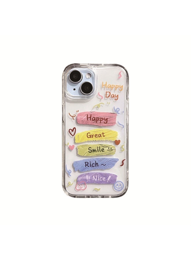 NIBEMINENT Colorful Graffiti In English Protective TPU Case Cover For iPhone 15 Pro Clear - Image 1