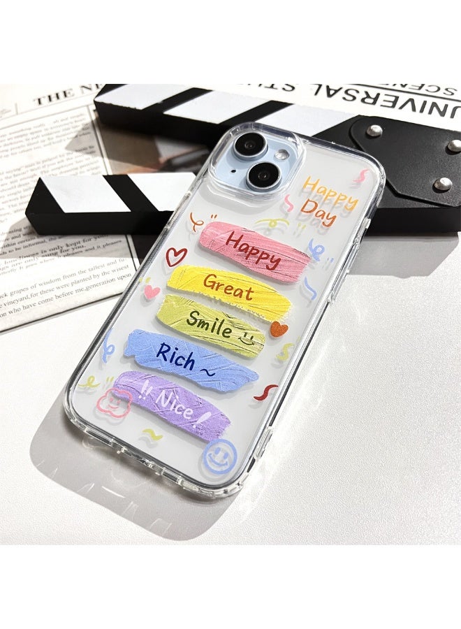 NIBEMINENT Colorful Graffiti In English Protective TPU Case Cover For iPhone 15 Pro Clear - Image 2