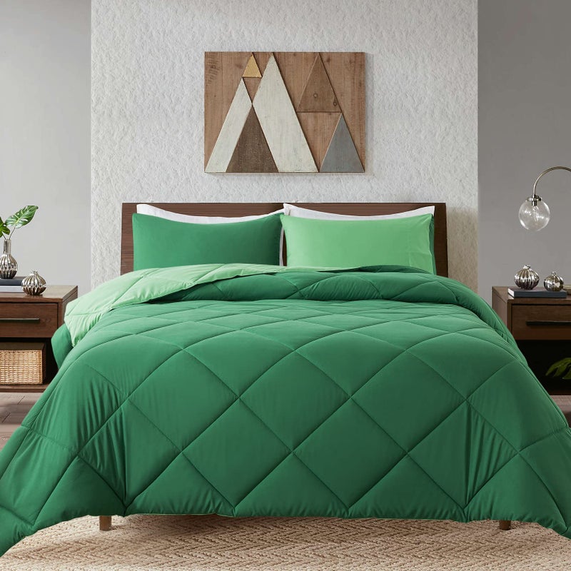 Decroom Lightweight King Comforter Set with 2 Pillow Sham  3 Pieces Set  Quilted Down Alternative ComforterDuvet Insert for All Season  Olive GreenGrass Green  King Size