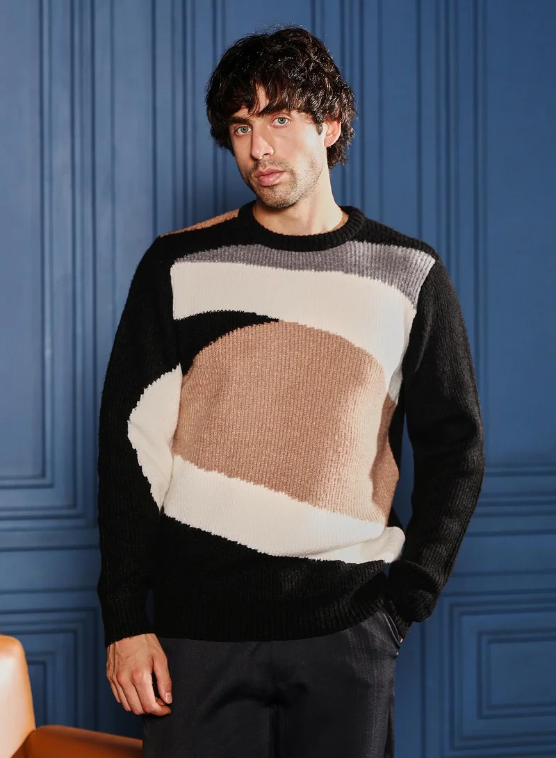 كامبوس سوترا كنزة رجالية بنقش تجريدي جاكاردي