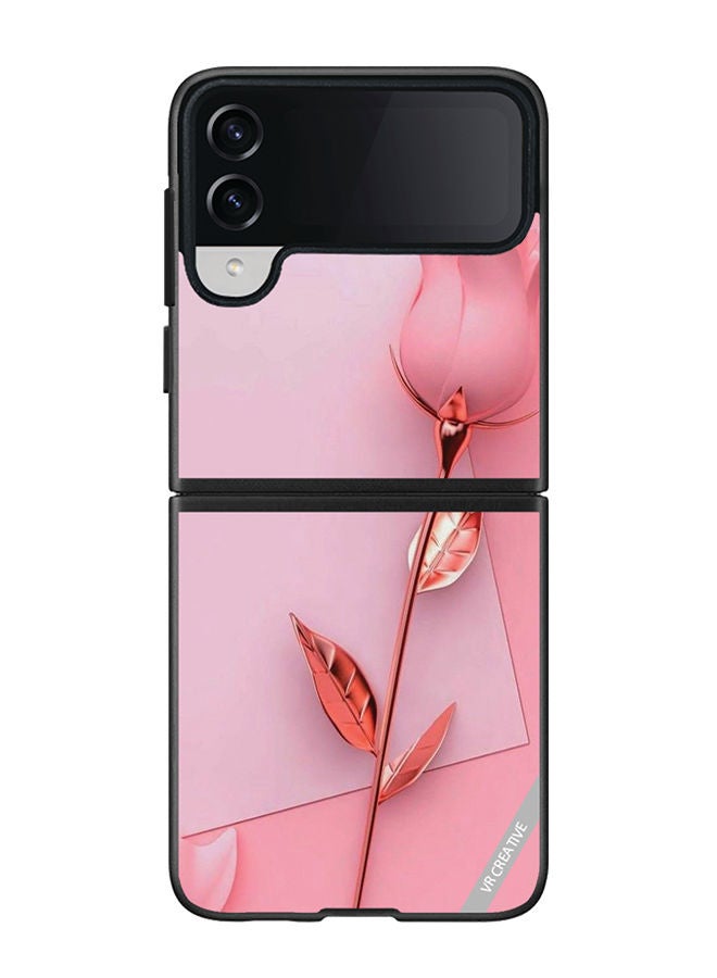 VR CREATIVE Protective Case Cover For Samsung Galaxy Z Flip4 Pink Rose Design Multicolour - Image 1
