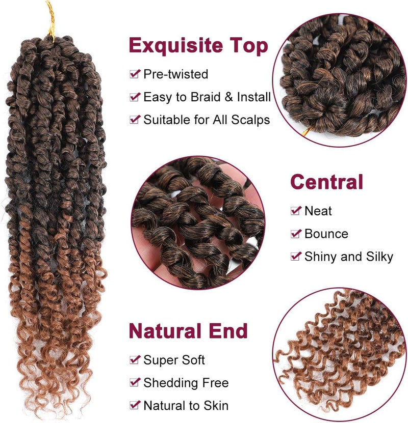 NAYOO Passion Twist Hair - 8 Packs 14 Inch Passion Twist Crochet Hair For Black Women, Crochet Pretwisted Curly Hair Passion Twists Synthetic Braiding Hair Extensions (14 Inch 8 Packs, T30) - Image 3