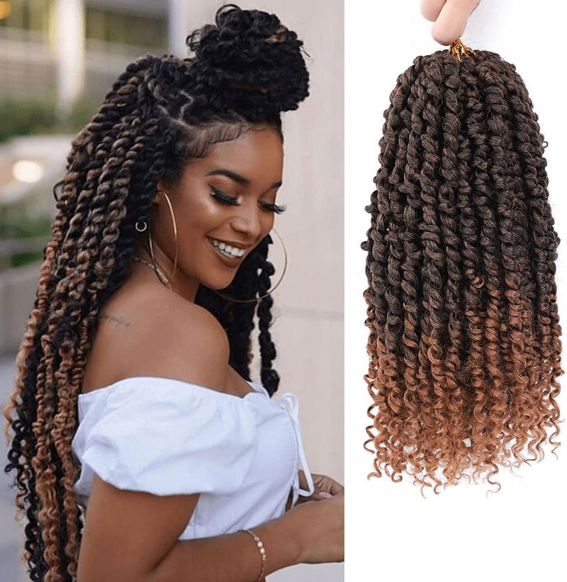 NAYOO Passion Twist Hair - 8 Packs 14 Inch Passion Twist Crochet Hair For Black Women, Crochet Pretwisted Curly Hair Passion Twists Synthetic Braiding Hair Extensions (14 Inch 8 Packs, T30) - Image 1