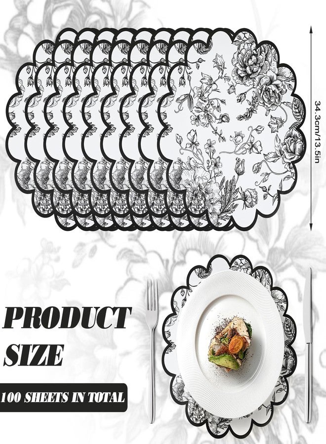 Stuffygreenus 100 Pcs Platos De Barro Mexicanos Paper Placemats 13.5 Inches Cielito Lindo Party Decoration Disposable Scalloped Cinco De Mayo Paper Placemats for Fiesta Mexican Baby Shower Decor - Image 2