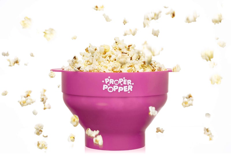 PROPER POPPER The Original Proper Popper Microwave Popcorn Popper, Silicone Popcorn Maker, Collapsible Bowl BPA Free & Dishwasher Safe - (Pink) - Image 2