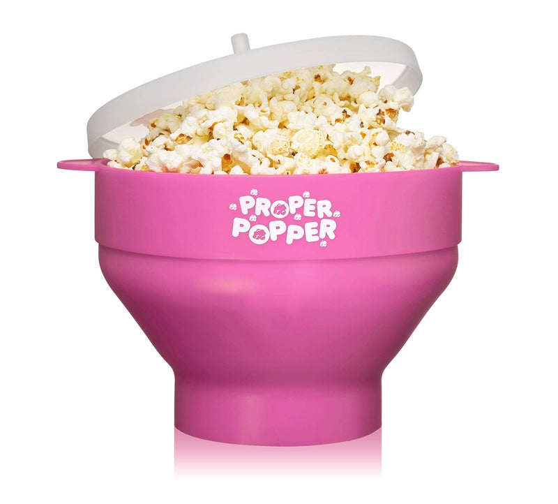 PROPER POPPER The Original Proper Popper Microwave Popcorn Popper, Silicone Popcorn Maker, Collapsible Bowl BPA Free & Dishwasher Safe - (Pink) - Image 1
