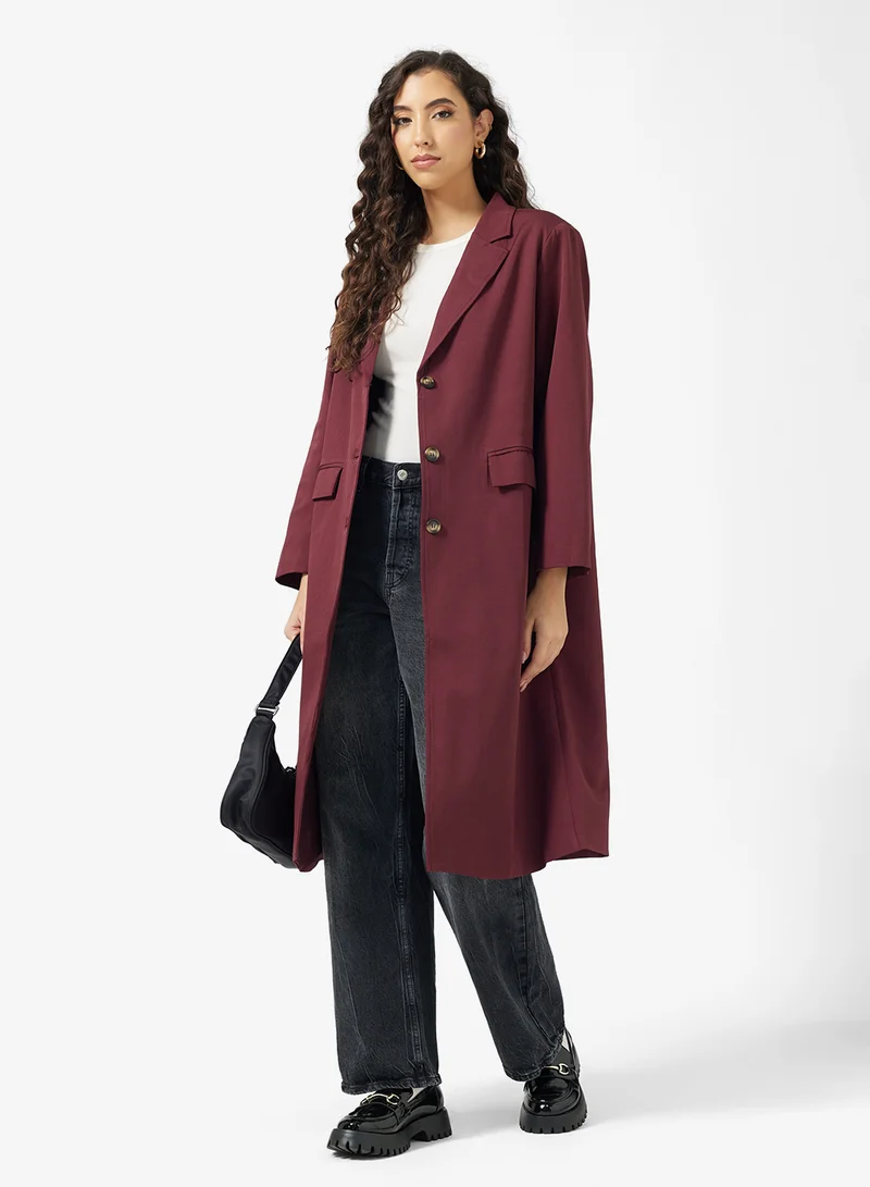 Ginger Oversize Longline Lapel Collar Jacket