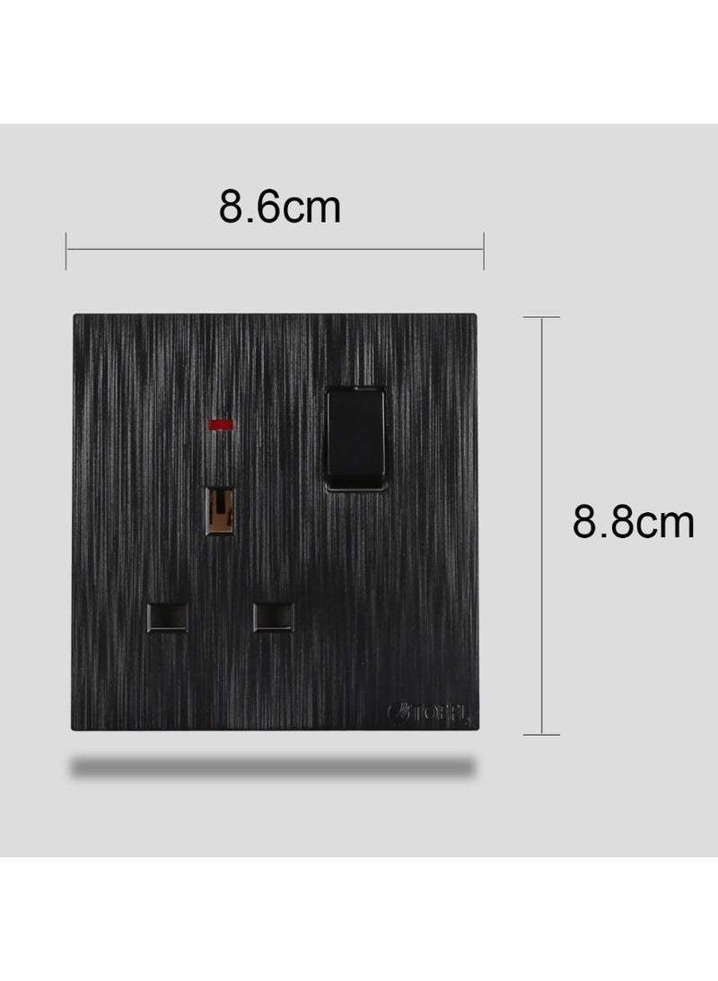 TOEFL Triple socket with 13 amp switch, piano black and platinum - Image 4