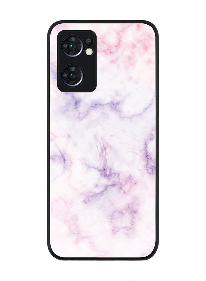 Stylizedd Rugged Black edge case for Oppo Find X5 Lite, Slim fit Soft Case Flexible Cover - Marble Print Cotton Candy - Image 1