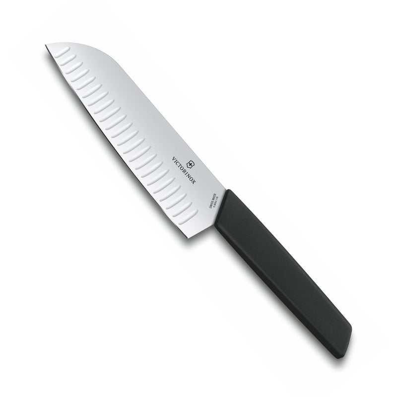 Victorinox Victorinox Swiss Modern Santoku Knife - Sharp Kitchen Knife for Dicing, Slicing & Mincing - Premium Kitchen Accessories - Black Handle, 7"  - Image 1