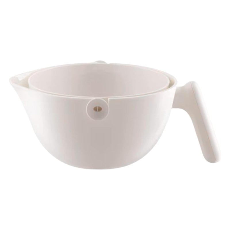 PRIME PICK سلة تصريف دوارة متعددة الاستخدامات 2000 مل | غسالة أرز وفواكه وخضروات بطبقتين مع ميل 90°، تدفق هواء دائري، مقبض متين وقاعدة تصريف (بيضاء) - Image 1