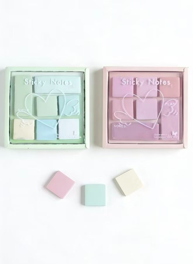 مجموعتان من الملاحظات اللاصقة المصنوعة يدويًا بألوان الباستيل أحجام لطيفة ومفكرات ملونة أوراق ملاحظات لاصقة لتنظيم المكتب والدراسة ومحبي الأدوات المكتبية - Image 3