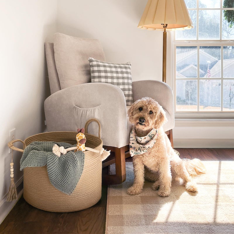 Goodpick Large Wicker Laundry Basket Jute Woven Basket for Clothes, Shoes, Towels, Decorative Storage Basket in Living Room, Bathroom, Entryway, Round Toy Basket 17.7 x 12.6 Inches, Jute - Image 2