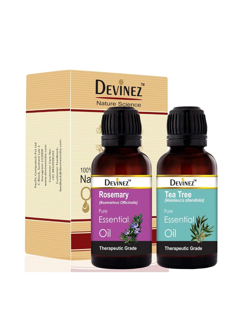Devinez - Devinez Rosemary & Tea Tree Essential Oil, 15ml (Pack of 2), Pure Natural & Undiluted Therapeutic grade - Image 1