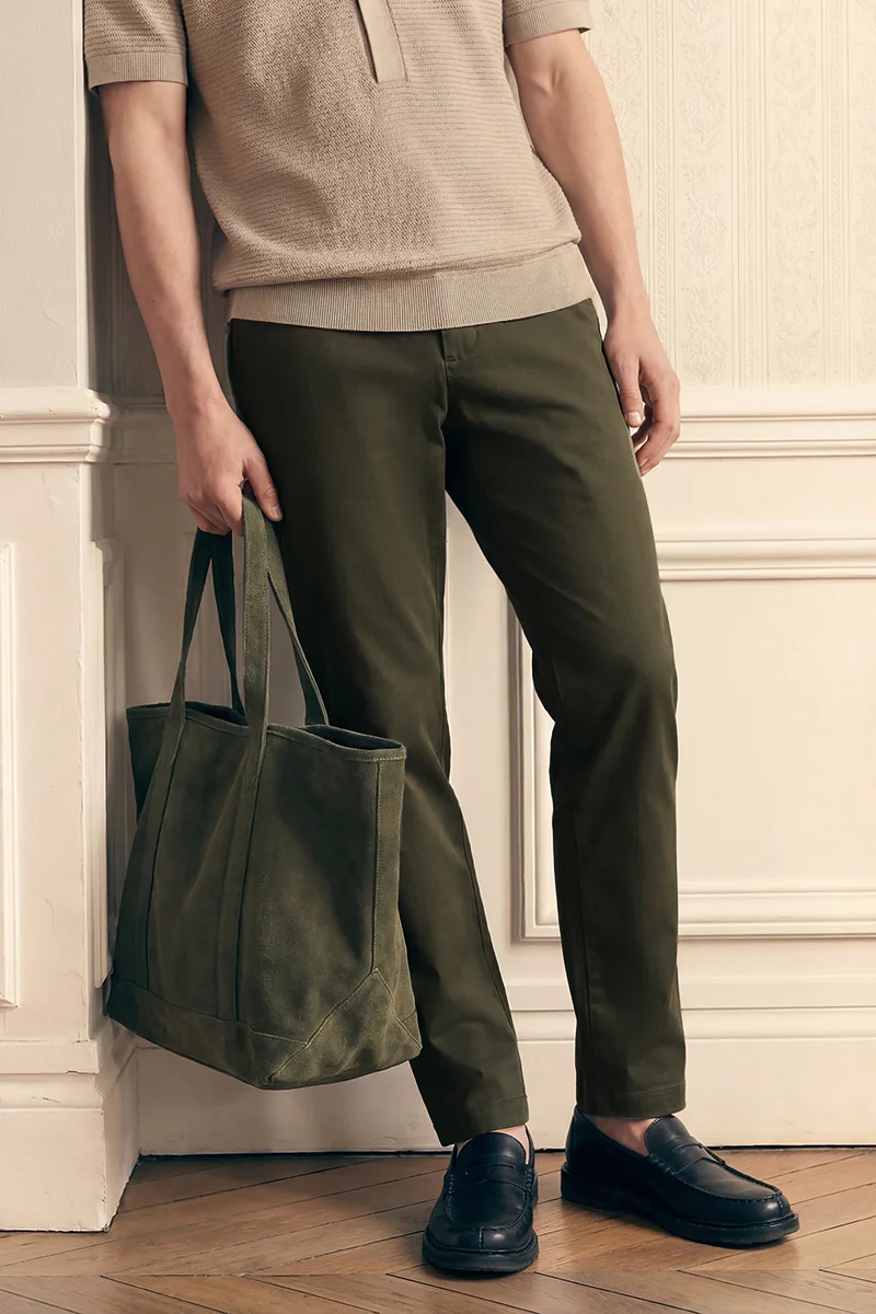 سنيتش Dark Olive Green Solid Regular Fit Casual Trousers